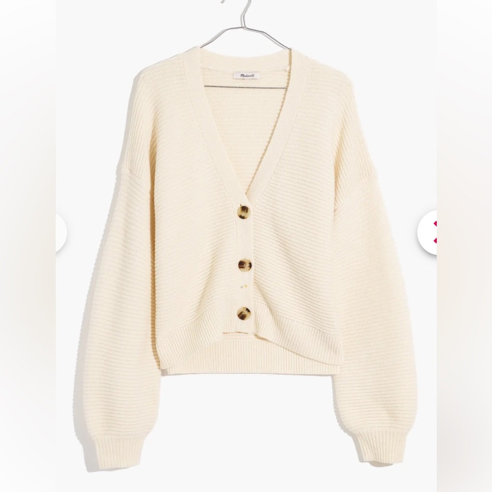 Madewell Cream Ribbed Cardigan Sweater - Picture 4 of 5